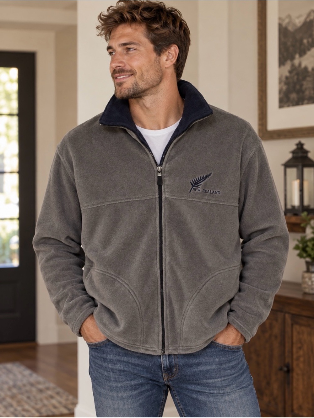 Planet New Zealand Men’s Polar Fleece Full Zip Jacket